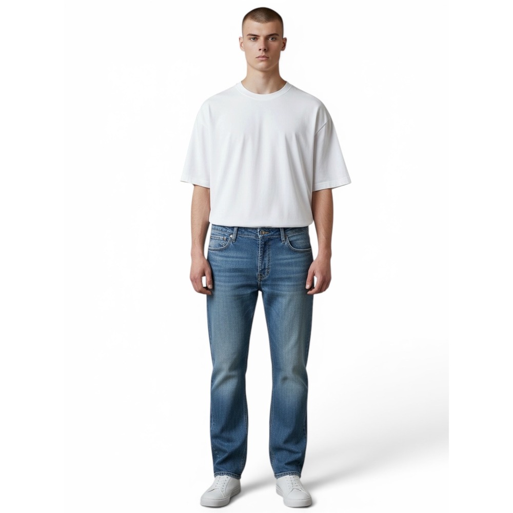 Foundry Supply Co Mens Athletic Fit Jeans 42x36 Medium Wash Blue Straight Leg